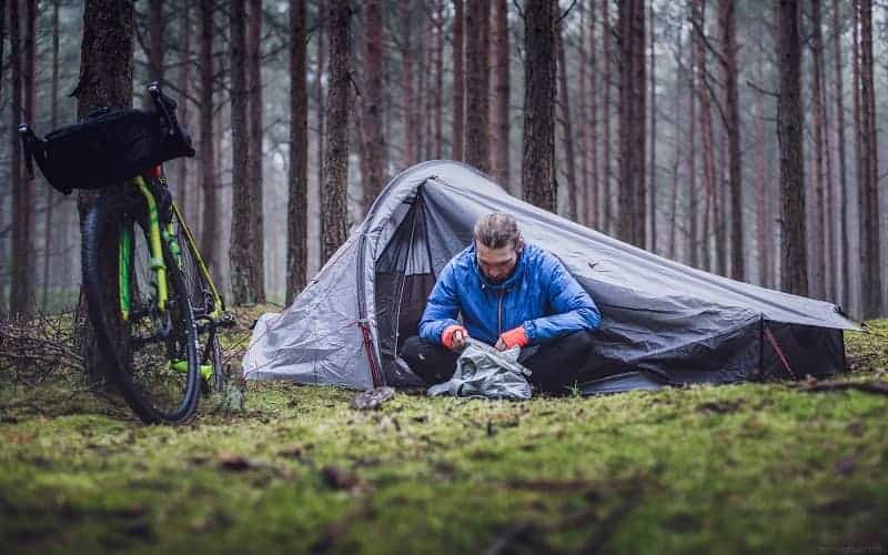 bikepacking in forest