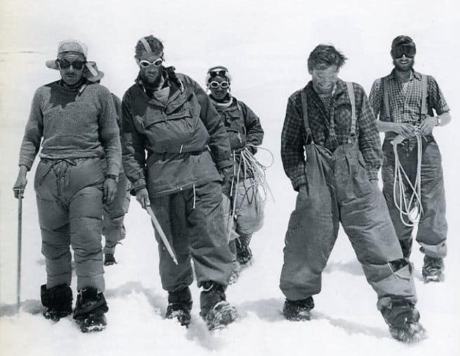 charles evans, edmund hillary, tenzing norgay, tom bourdillion and george band